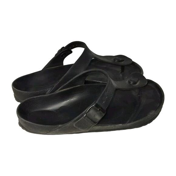 Birkenstock Sandals Sz 10 Womens Black Gizeh EVA L7/M6 Gorpcore Beach Buckle - Picture 1 of 13